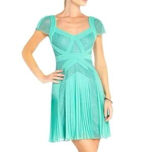 BCBG Max Azria Aris Pleated Lace Cocktail Dress Size 2